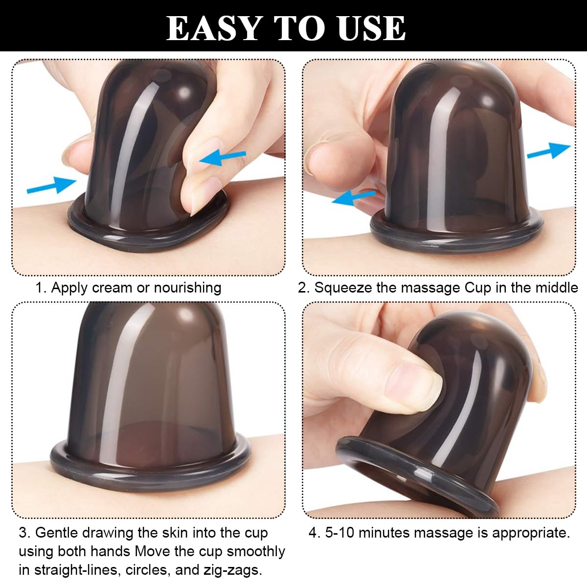 HASTHIP Facial Cupping Set for Skin Rejuvenation with 7 Pcs Multi Size Silicone Cups | Dual Action Exfoliating Brush