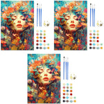 HASTHIP Paint by Numbers Kit for DIY Oil Painting with Brushes and Pigments 16x20 inch | Maple Leaves Woman Wall Art for Adults and Kids