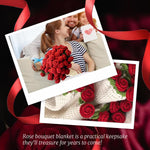 HASTHIP Crochet Flower Blanket for Couch Gift featuring 3D Rose Edge and 43 in Diameter