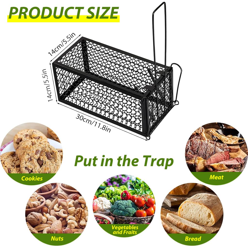 HASTHIP Rodent Trap for Kitchen and Garage featuring One Way Spring Loaded Door 30x14x14cm