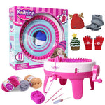 HASTHIP Knitting Machine Set for DIY Hats and Scarves with 40 Stitch Hand Crank Loom | Multicolor Yarn and Tools Included