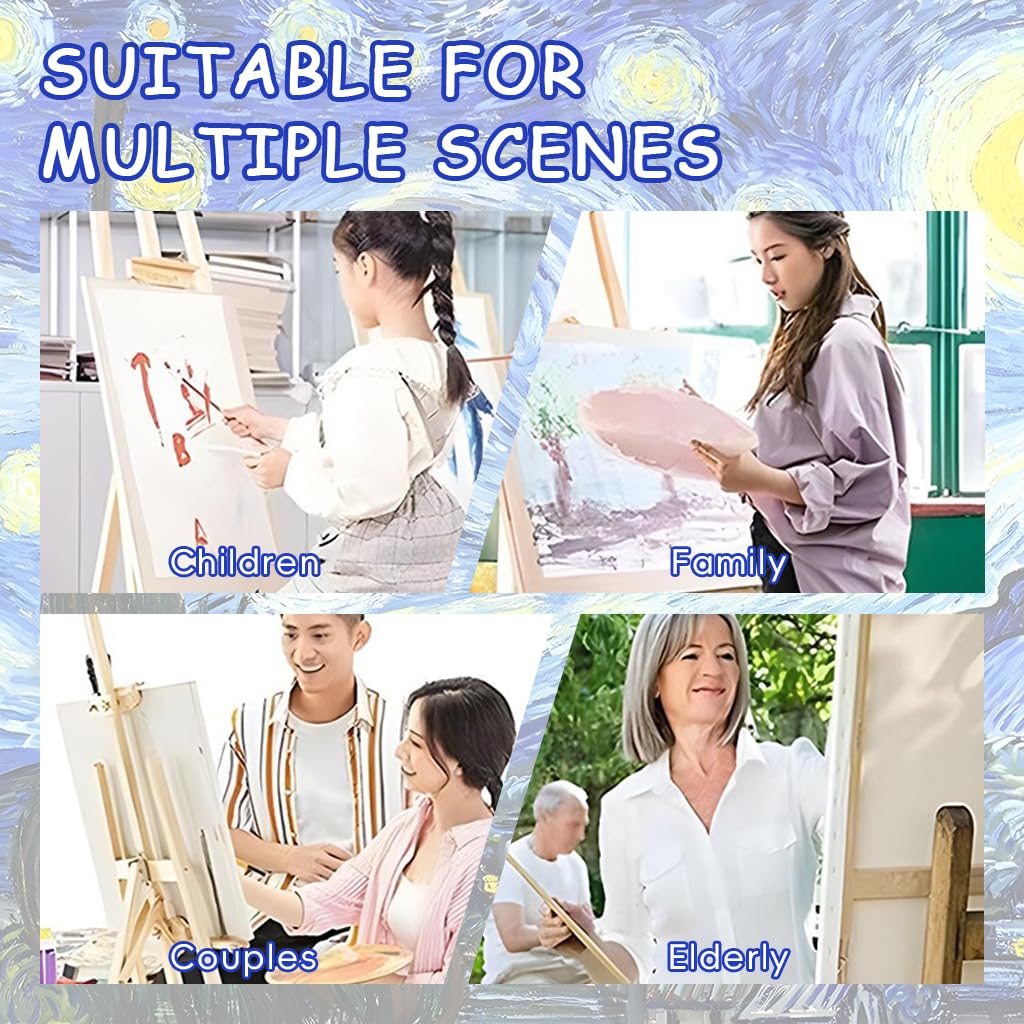 HASTHIP DIY Art Paint Kit by Number for Beginners with Pre Framed 15.7x19.6 in Canvas | Starry Night Painting Set