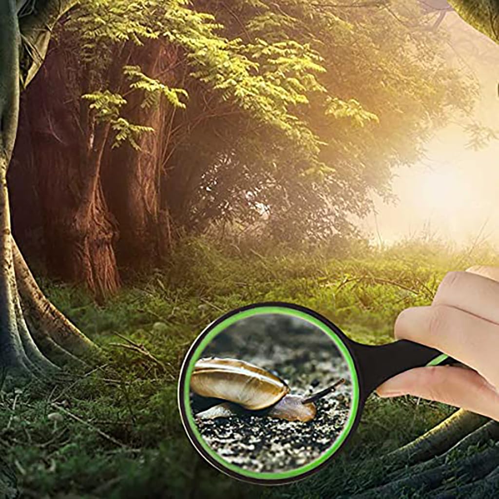 HASTHIP® Black Magnifying Glass for Reading - 5X Magnification with 100mm Real Glass Lens, Ergonomic Anti-Slip Handle Magnifier for Seniors & Kids, Shatterproof Magnifying Lens for Books & Hobbies