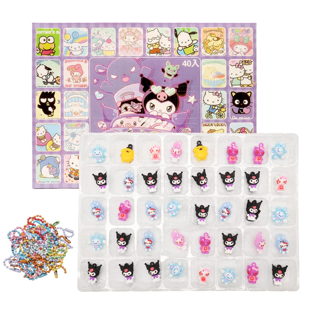 HASTHIP Kawaii Surprising Charm Pack featuring 40Pcs PVC Cartoon Keychains for Girls | DIY Gift Set