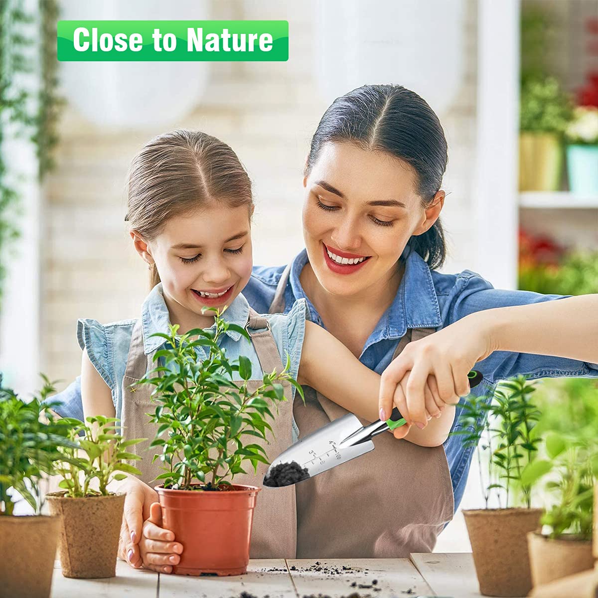 HASTHIP Garden Tools Set for Home Gardening with 12pcs Stainless Steel Spade and Pruner | Gloves Included