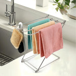 HASTHIP® Kitchen Towel Rack with 4 Foldable Arms, Stainless Steel Freestanding Dish Towel Holder, Non-Slip Base Organizer for Bathroom and Countertop Drying Stand