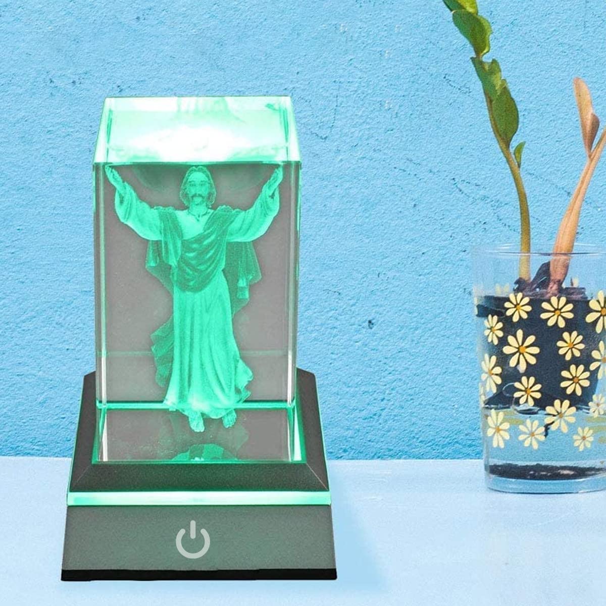 Colorful LED Display Stand, LED Light Base for Crystal 3D Glass Art, Colorful Lighted Square Stand Display Plate Flat, 2.68'' LED Display Stand, Battery Powered (Without Battery)
