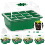 HASTHIP Plastic Seedling Germination Tray for Indoor Gardening with 12 Cell Drainage | 5Pcs Reusable Greenhouse Starter Kit