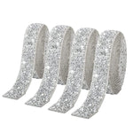 HASTHIP® 4 Rollos Cinta de Diamantes Autoadhesiva Bling,Tira de Strass Brillante Resina,Cinta Decorativa con Cristales para Manualidades Paredes Teléfonos y Decoración DIY