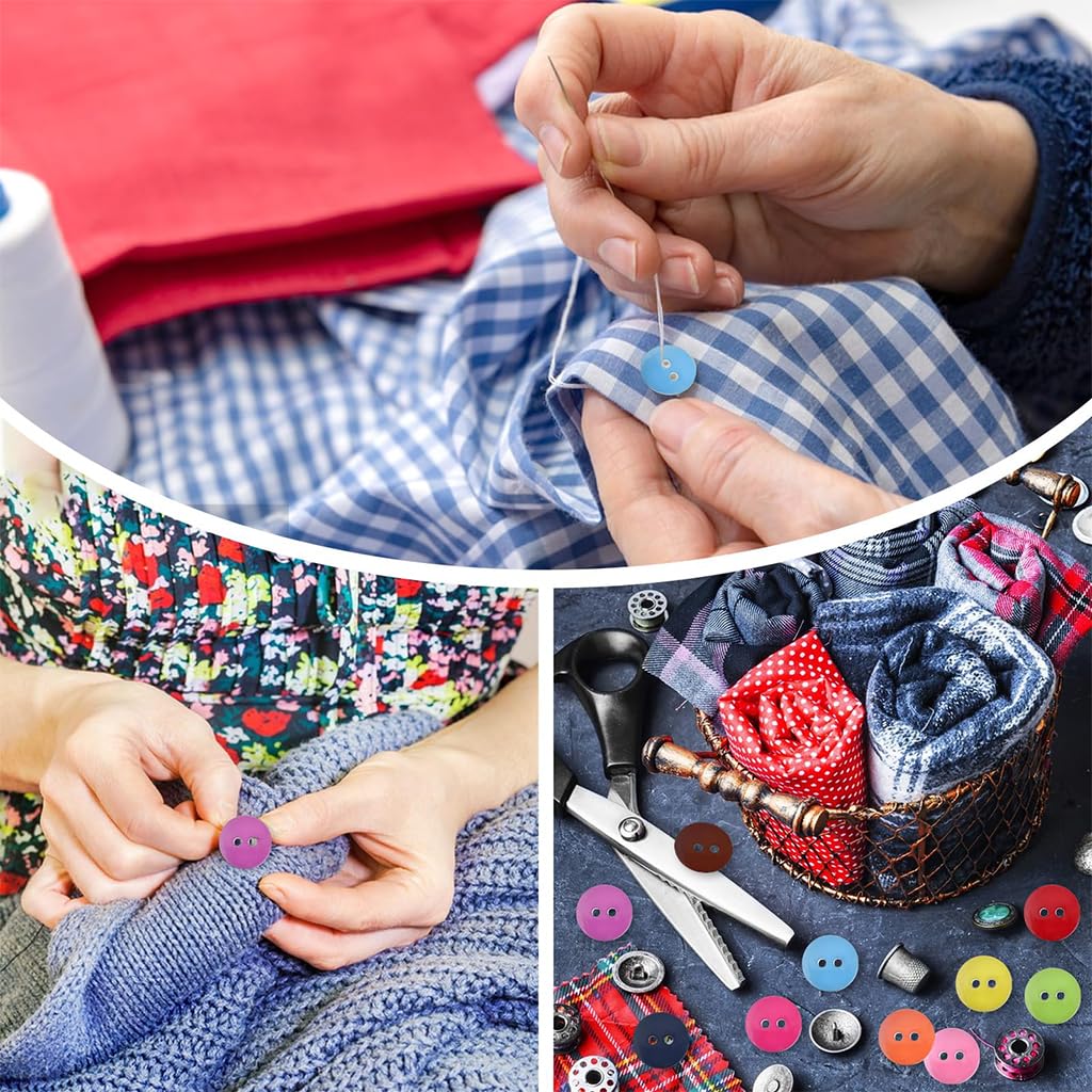 HASTHIP Sewing Buttons for DIY Crafts featuring Dual Hole 11mm Resin Mix Colors | 350pcs