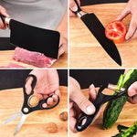 HASTHIP Kitchen Knife Set for Home Chefs with Ergonomic Handles and 9Pcs Stainless Steel Blades
