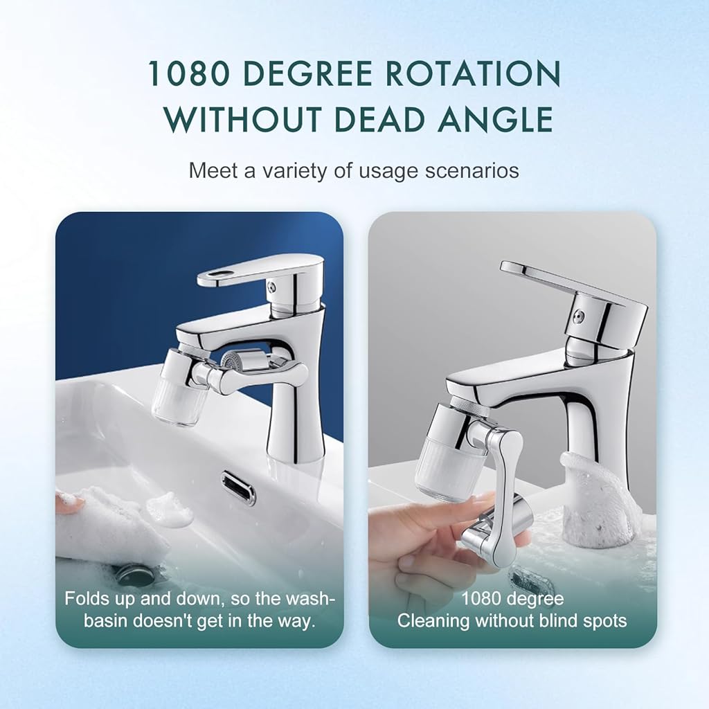 HASTHIP® Kitchen Faucet Extender with Filter, 360° Swivel Faucet Attachment, Universal Tap Water Filter, Clear Filtration Core Design, Splash-Proof Faucet Aerator for Kitchen, Bathroom