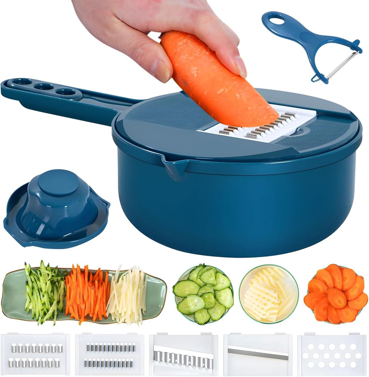 HASTHIP Vegetable Chopper 9 in 1 Multifunctional Cutter with Dicer and Storage Container | Ideal for Salad, Onion and Potato Prep