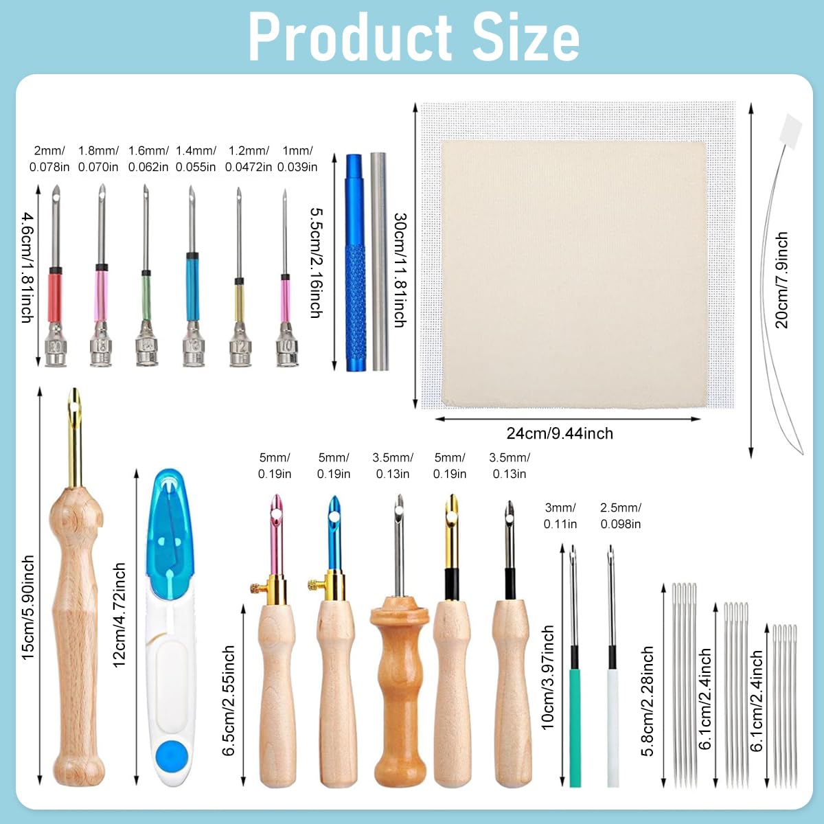 HASTHIP Embroidery Punch Needle Kit with 70 pcs Tools and Wooden Handle Set for Beginners | DIY Needle Art Crafts