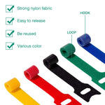 HASTHIP Cable Ties for Cable Management with Hook and Loop Design 30 pcs 15 cm Nylon | 5 Colors