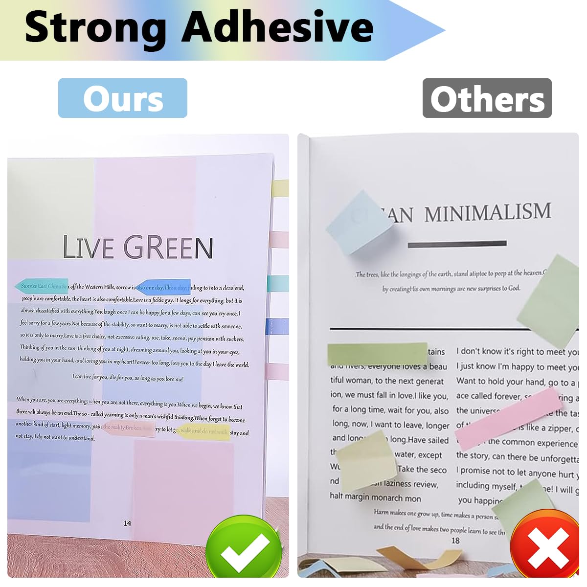 HASTHIP Sticky Notes Tabs for School and Office with 650 Sheets Transparent PET | 1300 PCS Colored Index