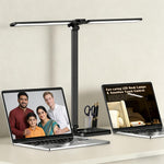 HASTHIP® Dimmable LED Desk Lamp with USB Charging Port, 50 Lighting Modes, Dual Swing Arm Architect Table Lamp for Home Office Study Reading