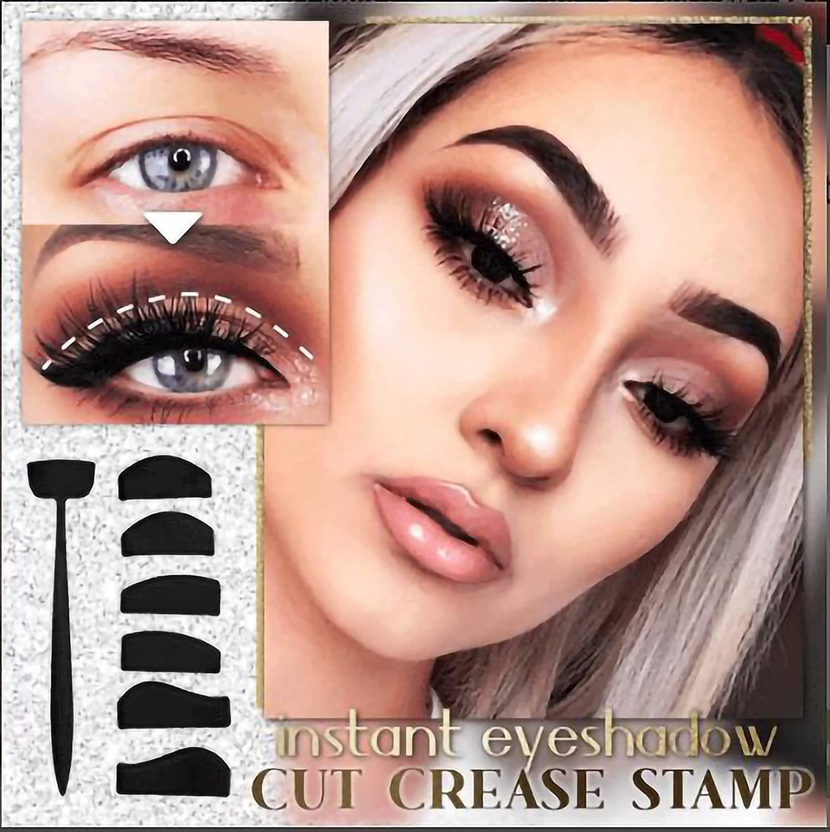 6 in 1 Eyeshadow Crease Line Kit, Silicone Eyeshadow Palette Tamp, Eyeshadow & Eyeliner Applicator, Lazy Eyeshadows Fixer, Quick Eye Makeup Tool for Beginners