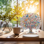 HASTHIP® 5D DIY Diamond Painting Kit Desk Decor with Base Colorful Life Tree Color Acrylic 5D DIY Diamond Art Painting Tabletop Ornaments Beginners 5D DIY Diamond Painting Kit Home Gift