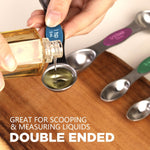 HASTHIP Measuring Cups and Spoons Set for Baking with Natural Wood Handles | 13‑Piece 304 Stainless Steel Kitchen Set