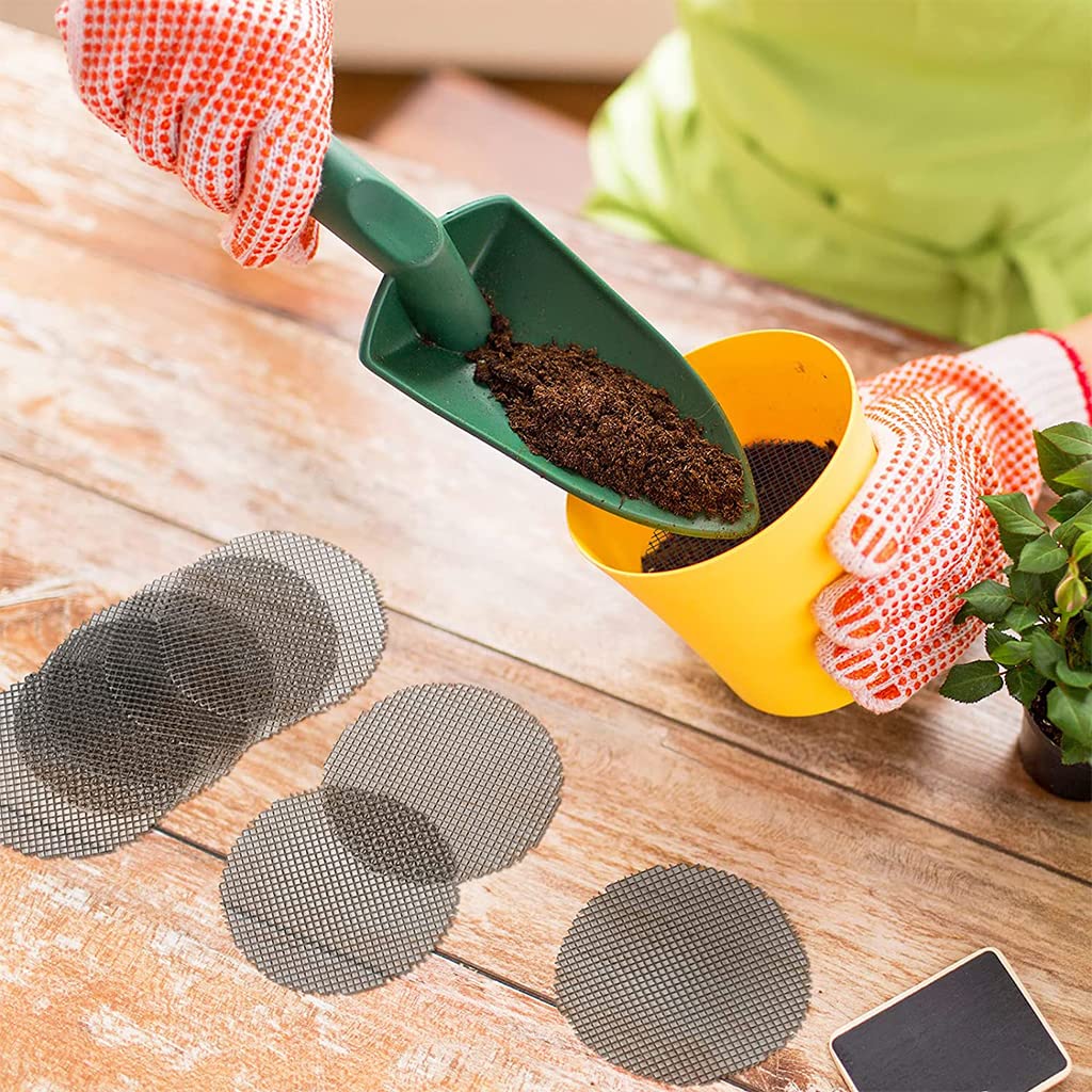 HASTHIP Flower Pot Hole Mesh Pad for Bonsai and Succulent Planters 50 pcs 10 cm | Reusable Polyamide Screen Reduces Soil Loss and Improves Drainage