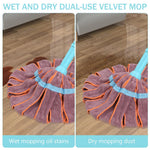 HASTHIP Cloth Floor Mop for Wet and Dry Cleaning with 32.6–50.3 in Retractable Handle | Adjustable Angle Coral Velvet Head