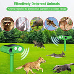 Outdoor Ultrasonic Pest Repeller - Solar Lizard Repellent & Snakes Repellent - Dog Repellent Device with Infrared Sensor & Flashing Lights for Garden & Patio - Pigeon Repellent for Balcony