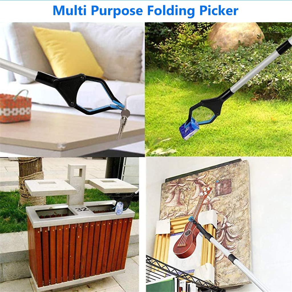 HASTHIP Litter Picker for Rubbish Collection with 80cm Foldable Arm and 360° Rotatable Claw | Aluminum Alloy Grabber for Elderly