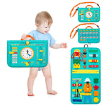 HASTHIP® Tabla de Actividades Montessori para niños de 1 a 4 años,Libro sensorial Educativo portátil con Cierres,Cremalleras y Juegos Aprendizaje Juguete Viaje para Coche y avión
