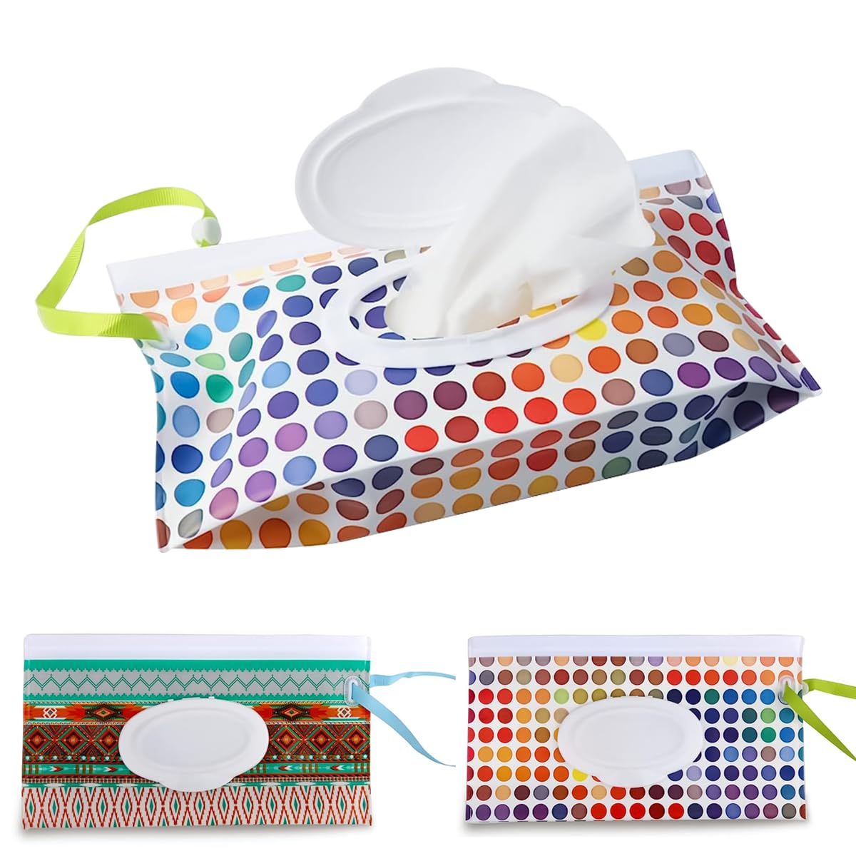 HASTHIP® Dispensador de Toallitas Húmedas para Bebés,Bolsa Portátil Recargable,Contenedor Reutilizable de Viaje con Cierre Hermético y Correa Estuche Ligero EVA para Pañales y Uso