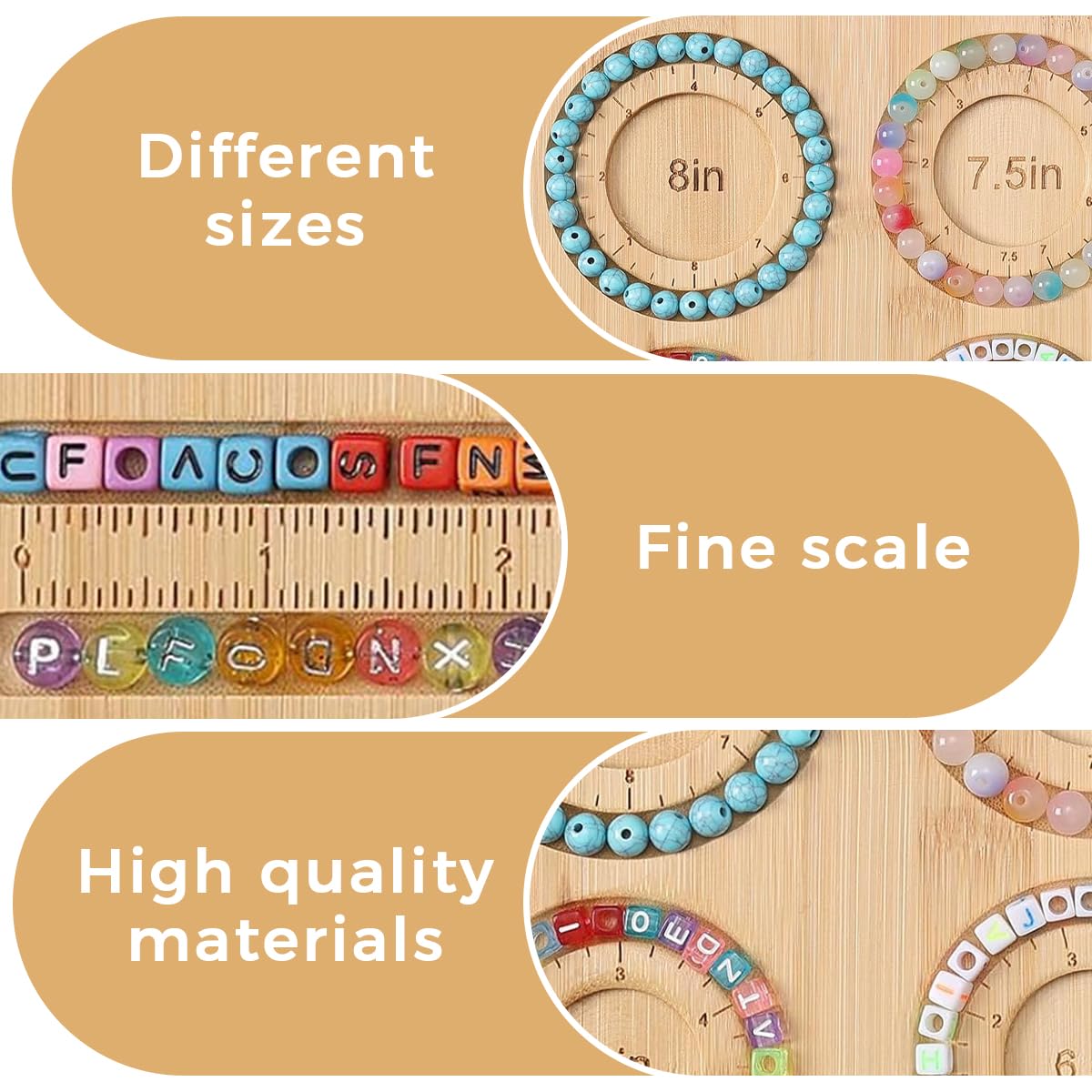 HASTHIP Bamboo Bead Board for Jewelry Making with 6 Grooves and 10.44x7.88 in Size | Eco Bamboo Tray for DIY Bracelet and Necklace Design