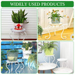 HASTHIP Plant Stand for Indoor and Outdoor with 23x23cm Round Tray | White Iron 2 Pack