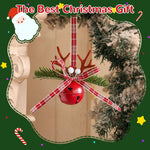 HASTHIP Christmas Jingle Bells for Tree and Home Décor featuring Ribbon Bow and Elk Design | Red Metal Hanging Ornaments
