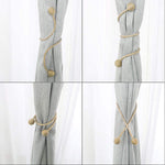 HASTHIP Curtain Tiebacks for Living Room and Bedroom with Strong Magnetic Closure | 16 in Rope 3 pcs Gold Polyester