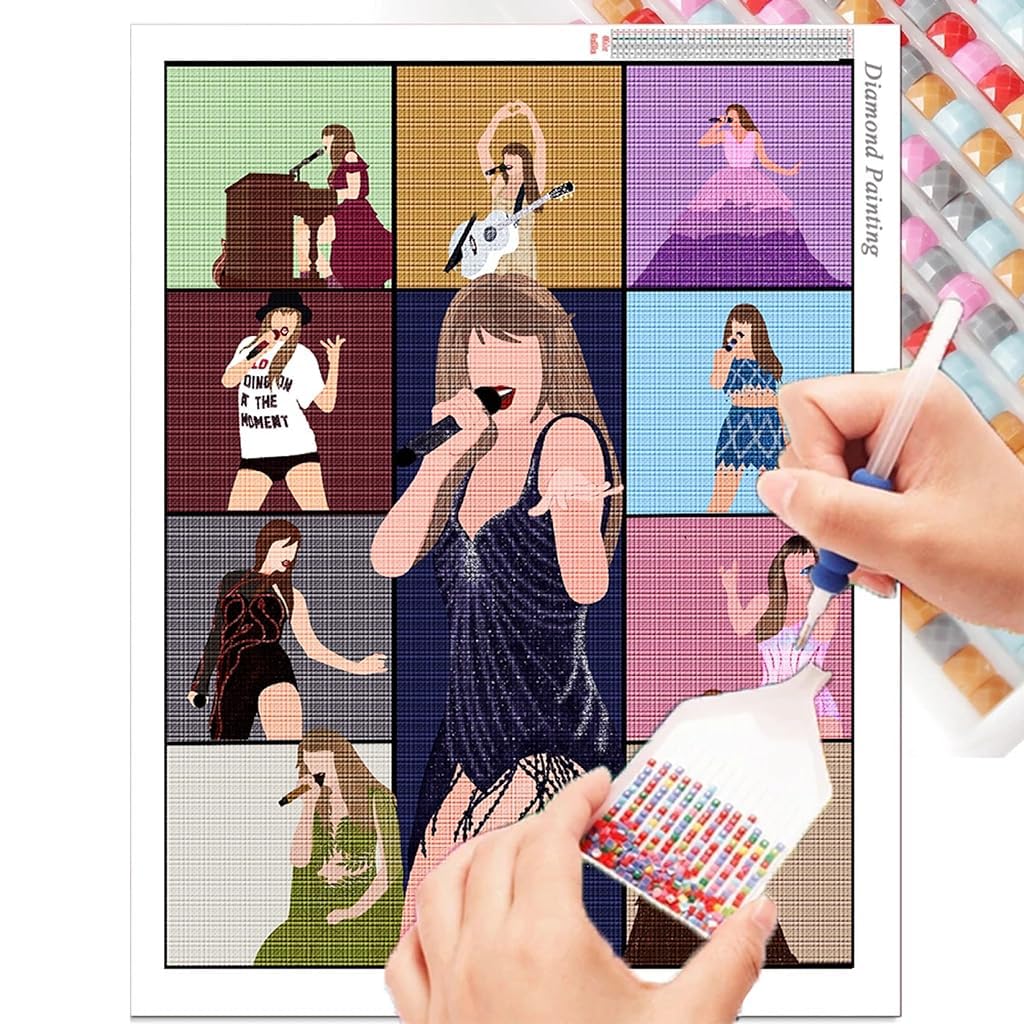 HASTHIP DIY Diamond Painting Kit for Wall Decor featuring 10 Look Outline Design 11.8x15.7 in 2PCS