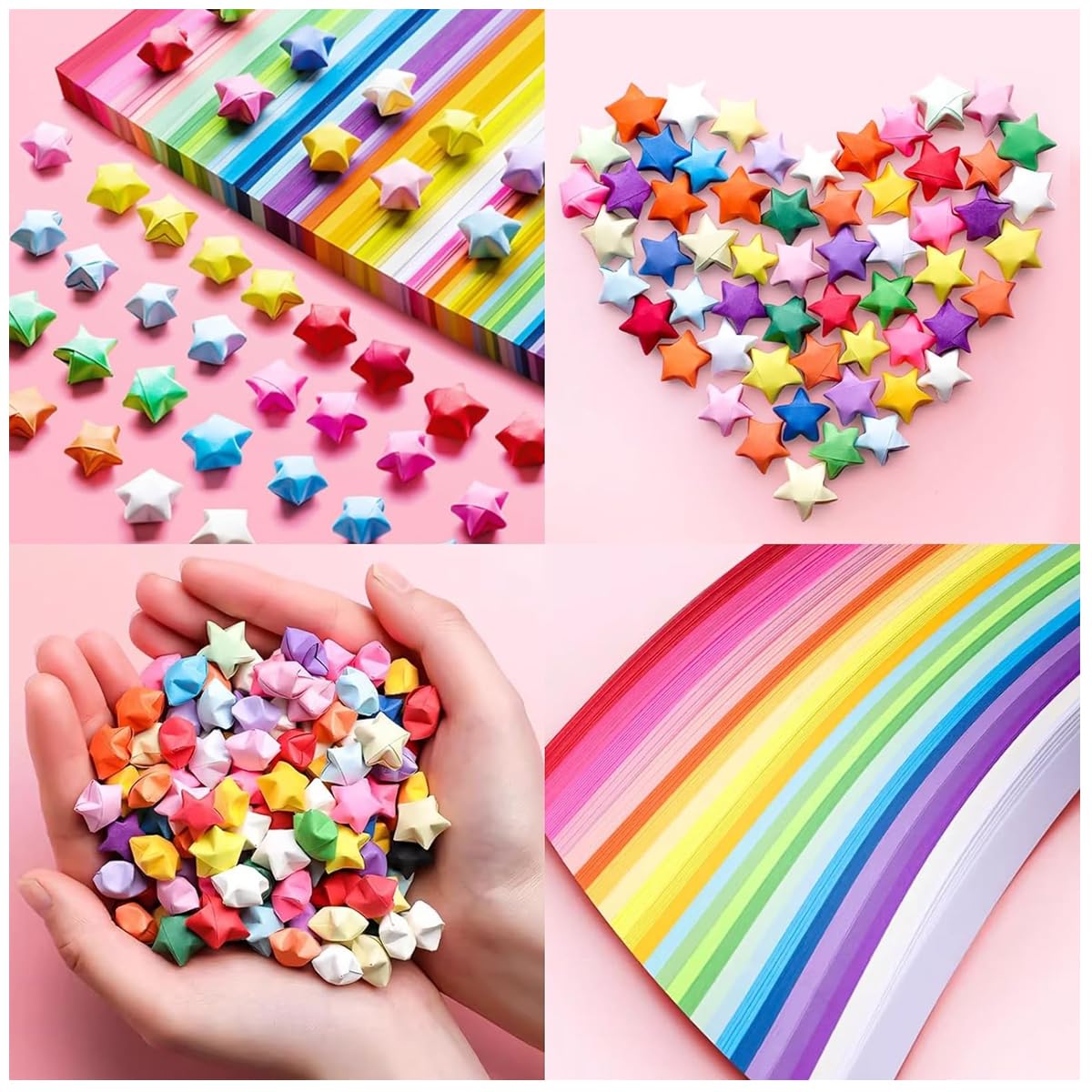 HASTHIP Origami Paper Strips for DIY Lucky Star Crafts with 1030 Sheets in 27 Colors | Double Sided Decoration Paper