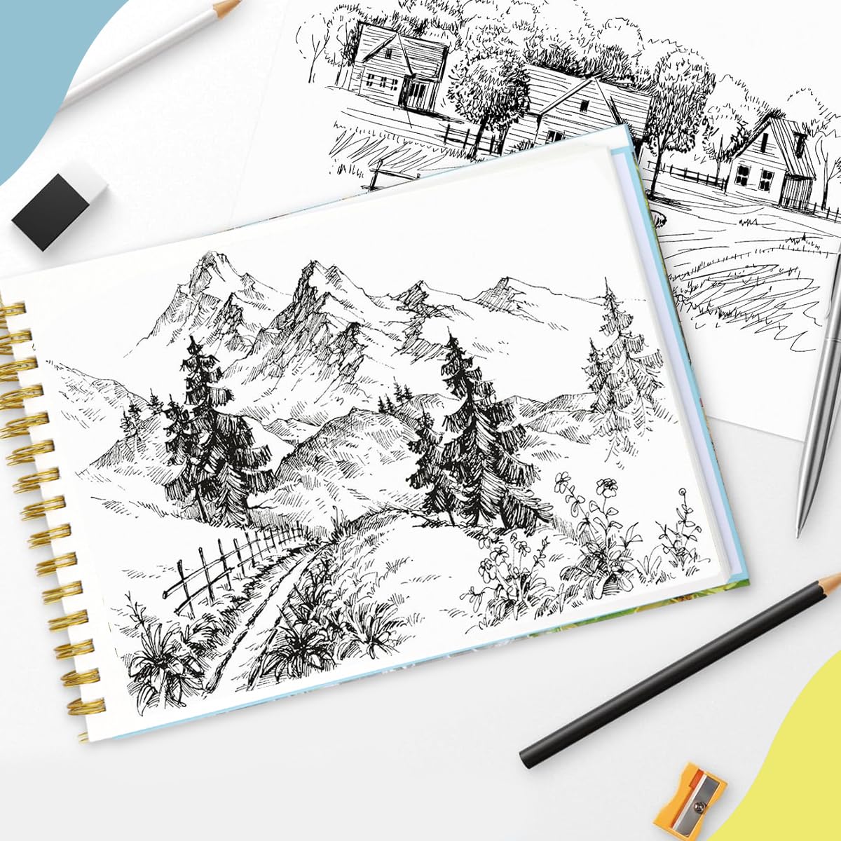 HASTHIP A4 Sketching Book for Drawing and Painting with 60 Tearable Sheets | Spiral Bound Hard Cover
