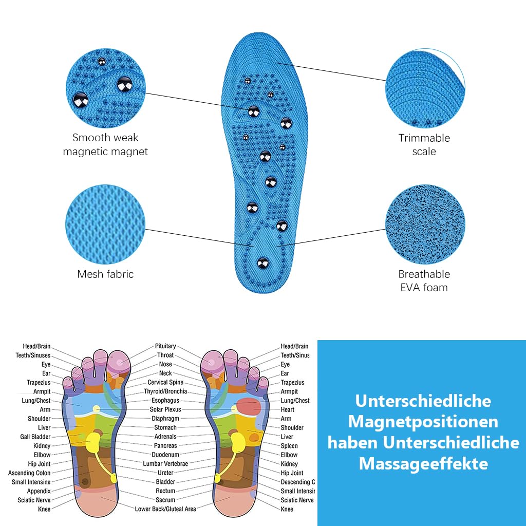ALAY® 1 Pair Acupressure shoe sole, Breathable Magnet Nubs Massager shoe insoles for men women Stimulate Blood Circulation, Relieve Tension - acupressure tools acupressure kit (Small Size EU 35-40)