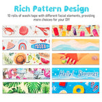 HASTHIP Washi Tape Set for Journals and Scrapbooking featuring 10 Rolls 15mm x 5m | Summer Ocean Designs