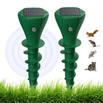 HASTHIP® 2Pcs Solar Ultrasonic Animal Repellent with 3 Changing Frenquency Modes IP65 Waterproof 9.8 Inches Animal Repellent Spiral Sticks Ultrasonic Animal Repellent for Garden, Lawn, Farm Land