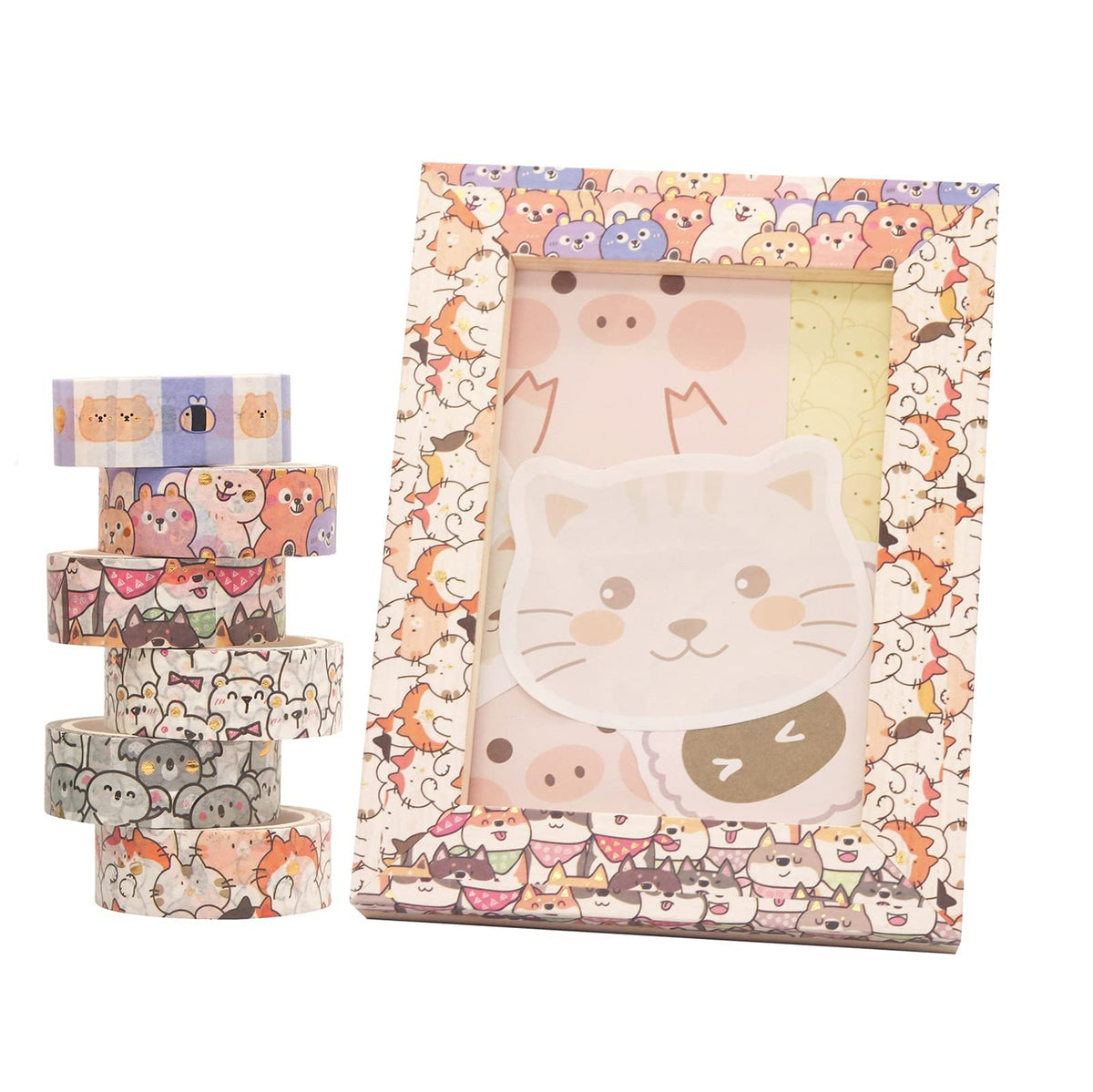 HASTHIP Washi Tape Set for Arts and DIY Crafts with 18 Rolls 3 m Cute Cartoon Design | Removable and Restickable Decorative Tape