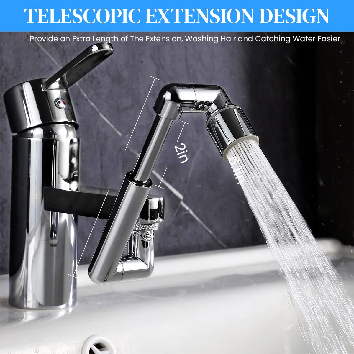 HASTHIP Faucet Extender for Kitchen and Bathroom with 1440° Swivel Arm and Brass Body | 2 Water Flow Modes