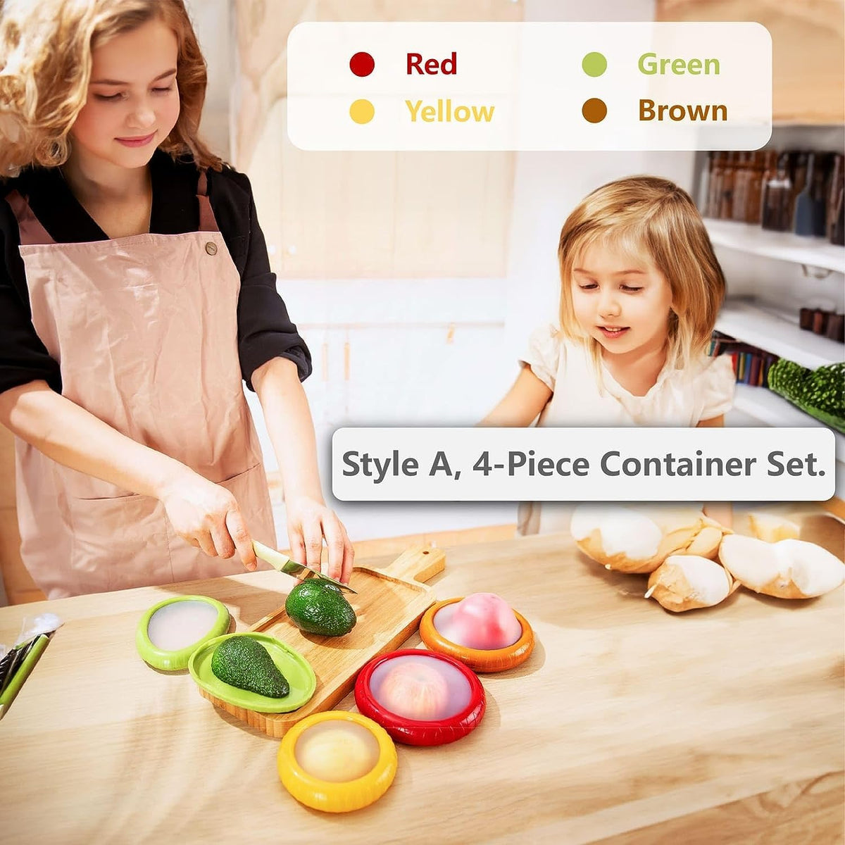 HASTHIP Fresh Onion Storage Containers 4pcs 3.9 in for Kitchen Food | Flexible Silicone Airtight Design