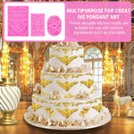 HASTHIP Fondant Silicone Molds Set of 3Pcs for Cake Decorating with Floral Lace Designs | Food Grade Reusable Baking Molds