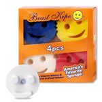 HASTHIP® Juego de 4 Esponjas de Cocina - Estropajo Doble Cara con Ventosas,Esponja Multiusos con Cara Feliz para Limpieza Cocina,Hogar y Exterior