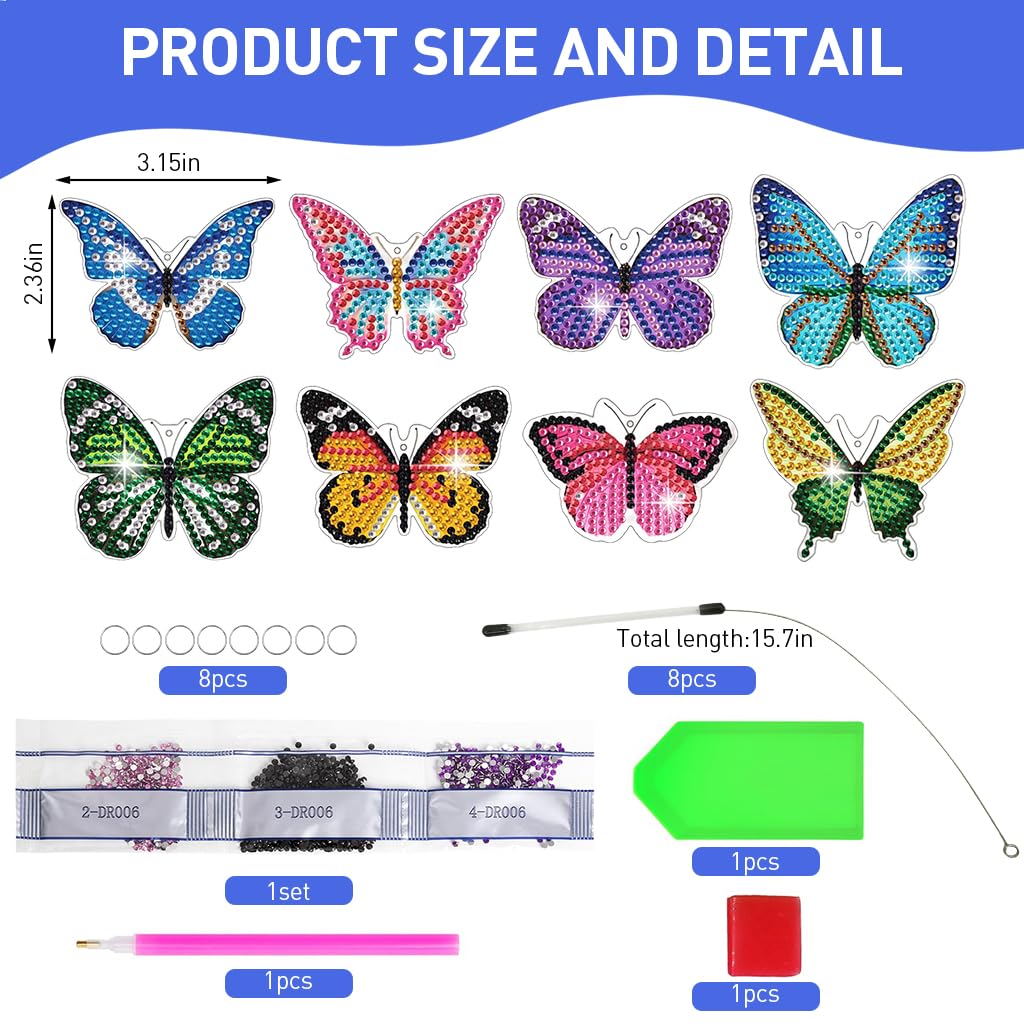 HASTHIP® Diamond Painting Kit, 18x12x2cm Butterfly Diamond Painting Kits, 5D Diamond Painting Kit for Adults & Kids, Suitable for Flower Pots, Green Pots, Home Leisure and Wall Decoration