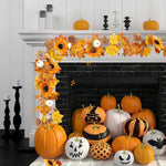HASTHIP Autumn Maple Leaf Pumpkin Garland for Home Decor with Berries 2M 6.5FT | Fall Thanksgiving and Halloween Decoration