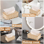 Tissue Box Holder with Crystal Glass Beads, Paper Napkin Holder for Car, Crystal Napkin Holder Facial Tissue Holder Tissue Box Holder for Bathroom Kitchen Dining Room, 7.4x4.3x3.9 Inches