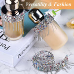 HASTHIP® 1 Yard Rhinestone Tassel Decorative Belt for Garments Making Metal Rhinestone Tassel Belt Waist Belt Self Adhesive DIY Tassel Charm Sparkling Color Rhinestone Belt for Clothes Making