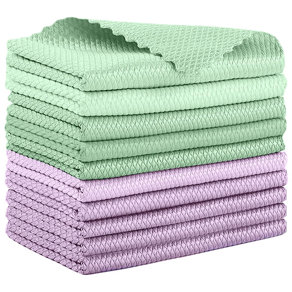HASTHIP Microfiber Cleaning Cloth for Kitchen and Car Glass 10 pcs 30x30cm | Reusable Towel